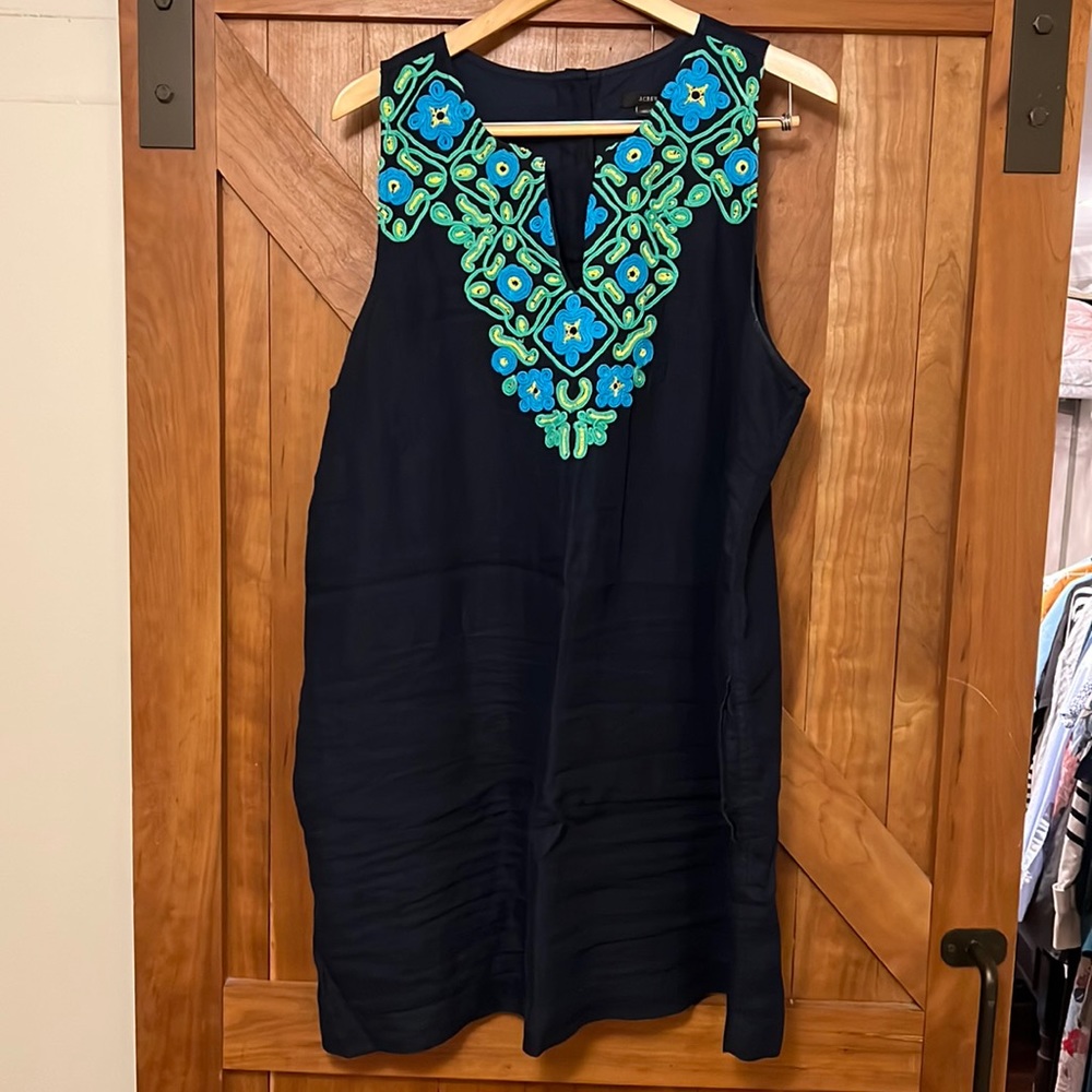 JCrew Sleeveless Linen Navy Dress